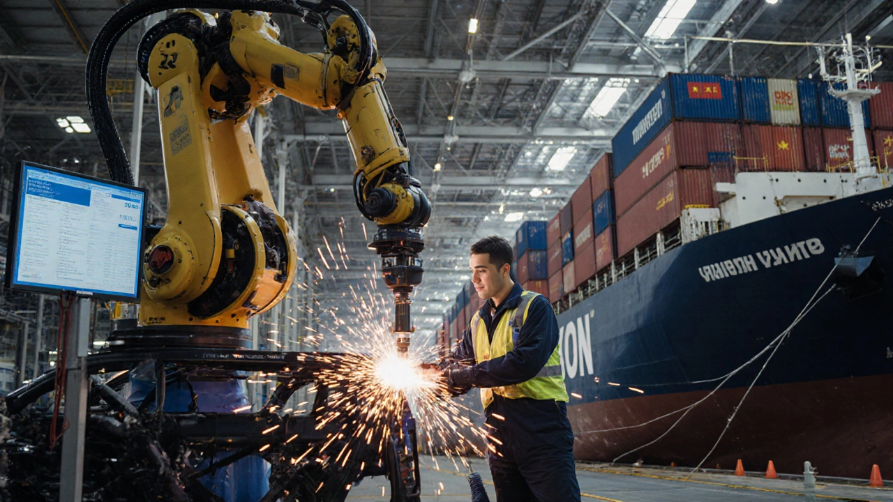 Автоматизированная сборочная линия в Татарстане с роботами, автомобилями и экспортом в Китай.