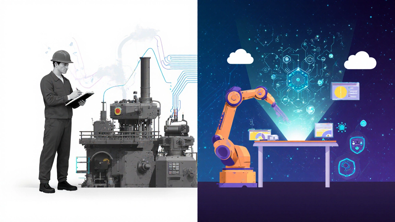 Эволюция производства: от ручного учета к автоматизированному управлению с ИИ.