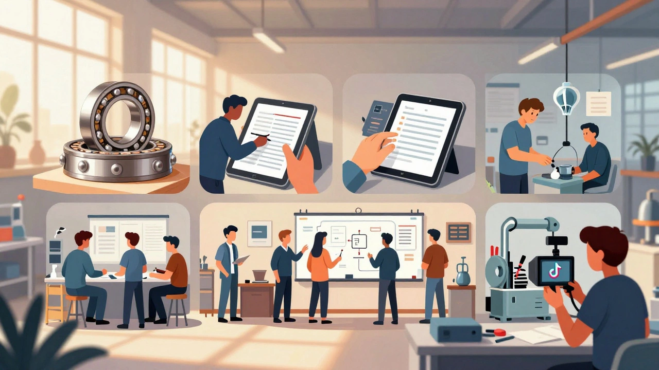 Четыре сцены на одном заводе: производство керамических подшипников, цифровой контроль, гибкие команды и видео на TikTok.