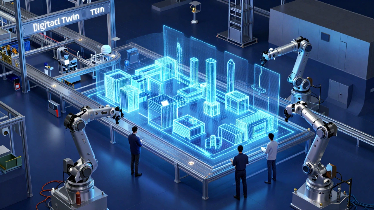 Цифровой двойник завода: реальная производственная линия и её голографическая копия